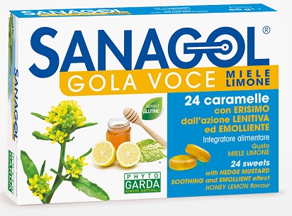 Sanagol Gola Voce Erisimo Caramelle Balsamiche Miele e Limone 24 Pezzi