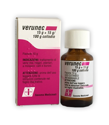 Verunec 15 g + 15 g/100 g collodio