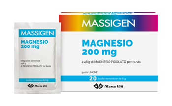 Massigen Magnesio Pidolato Integratore Sali Minerali Limone 20 Bustine