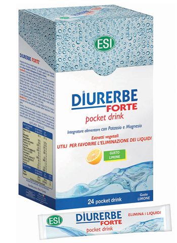 ESI Diurerbe Forte Integratore Pocket Drink Drenante Gusto Limone 24 Stick