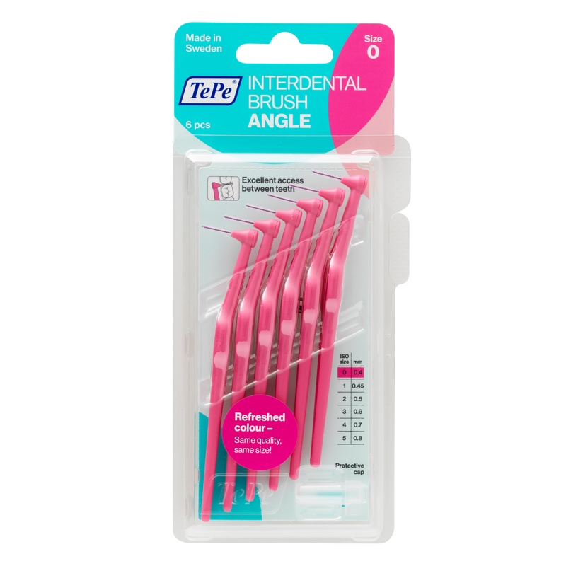 Tepe Angle Rosa Scovolino Angolato Per Pulizia Interdentale Misura Iso 0 Filo 0,4 Mm 6 Pezzi