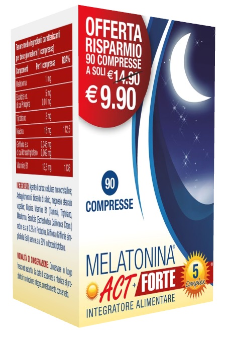 Melatonina Act Forte + 5 Complex Integratore 90 Compresse