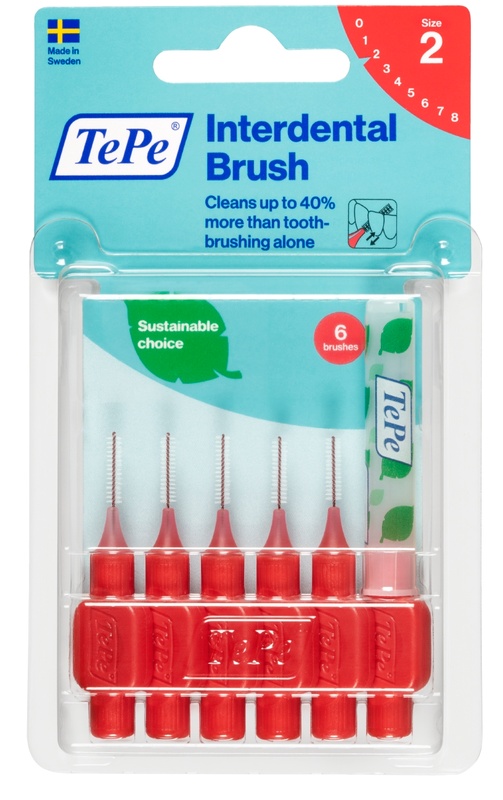 TePe Original Rosso Scovolino Per Pulizia Interdentale Misura ISO 2 Filo 0,5 mm 6 Pezzi