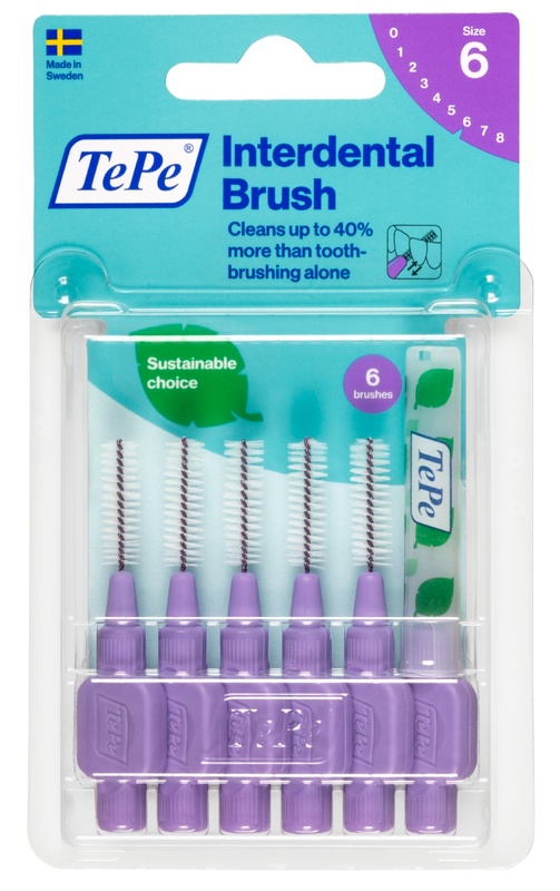 TePe Original Viola Scovolino Per Pulizia Interdentale Misura ISO 6 Filo 1,1 mm 6 Pezzi