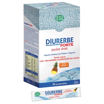 ESI Diurerbe Forte Integratore Pocket Drink Drenante Gusto Ananas 24 Stick