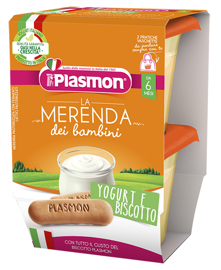 Plasmon la merenda dei bambini sapore di natura yogurt biscotto asettico 2 x 120 g