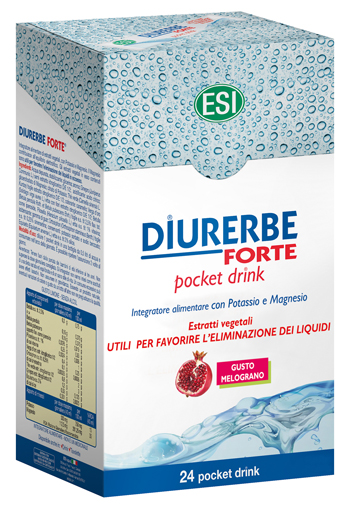 ESI Diurerbe Forte Integratore Pocket Drink Drenante Gusto Melograno 24 Stick