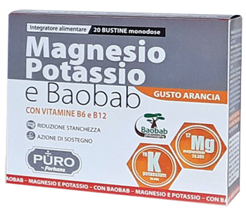 Puro magnesio potassio e baobab 20 bustine 4 g
