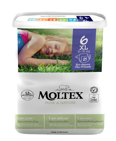 Pannolini moltex pure & nature xl 16-30 kg taglia 6 21 pezzi