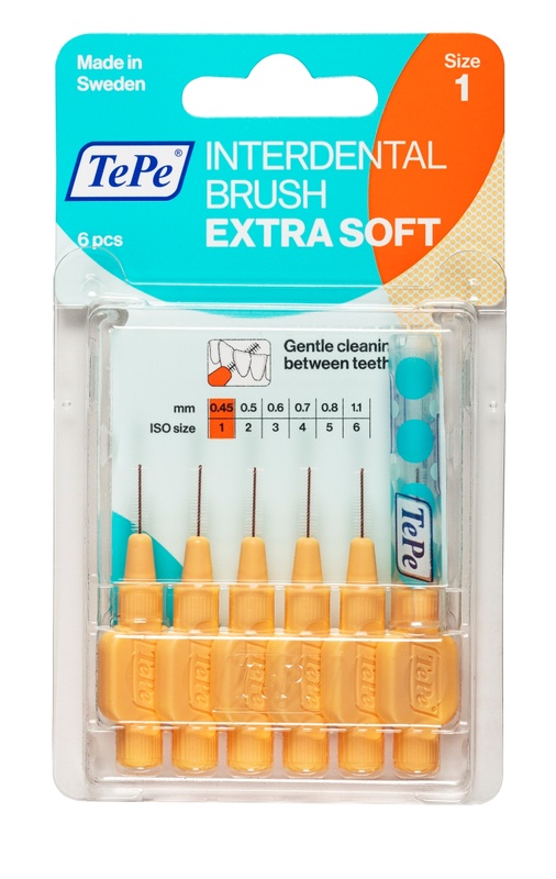 TePe Scovolino Extra Soft Arancione Per Pulizia Interdentale Misura ISO 1 Filo 0,45 mm 6 Pezzi