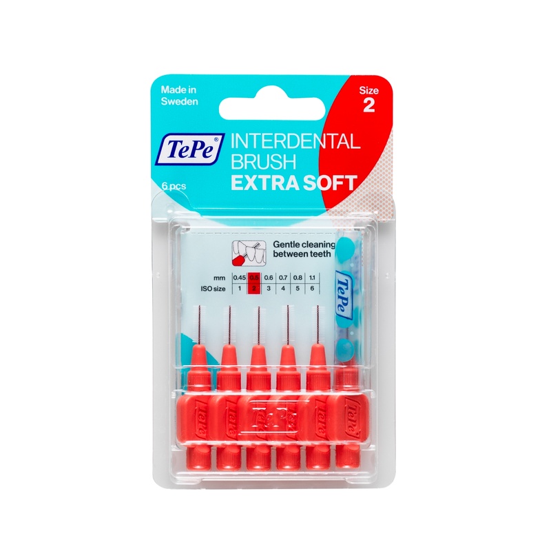 TePe Scovolino Extra Soft Rosso Per Pulizia Interdentale Misura ISO 2 Filo 0,5 mm 6 Pezzi