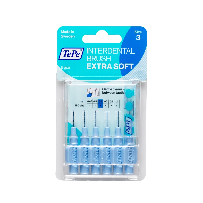 TePe Scovolino Extra Soft Blu Per Pulizia Interdentale Misura ISO 3 Filo 0,6 mm 6 Pezzi