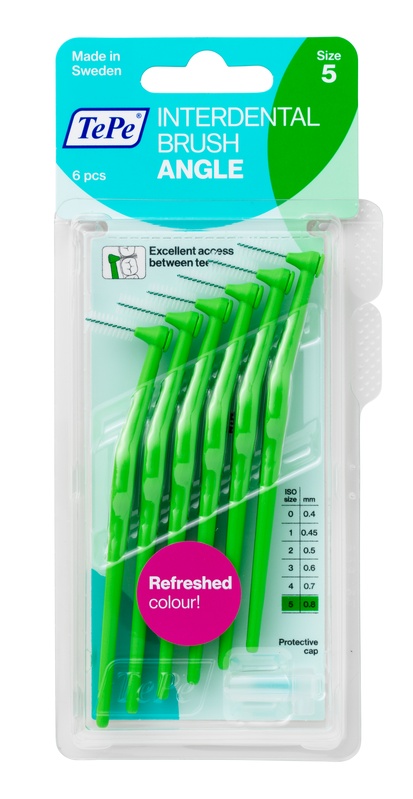 Tepe Angle Verde Scovolino Angolato Per Pulizia Interdentale Misura Iso 5 Filo 0,8 Mm 6 Pezzi