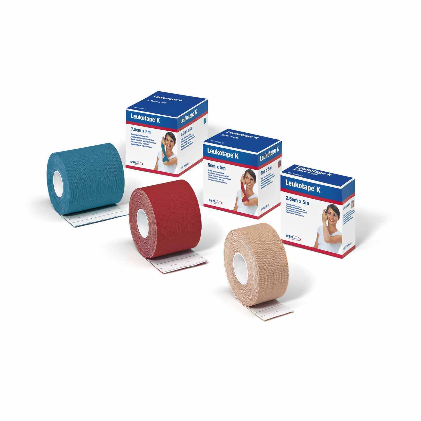 Benda adesiva leukotape k per taping fisioterapico larghezza 2,5 cm lunghezza 5 m colore rosa in rotolo
