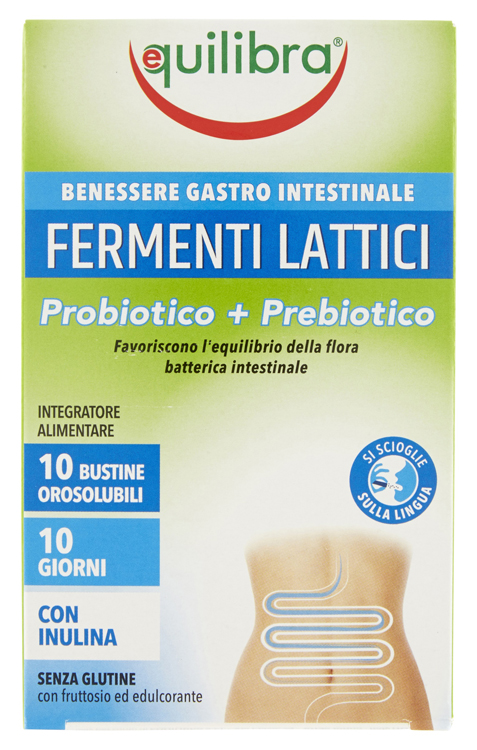 Equilibra Fermenti Lattici Integratore di Probiotico e Prebiotici 10 Bustine Orosolubili