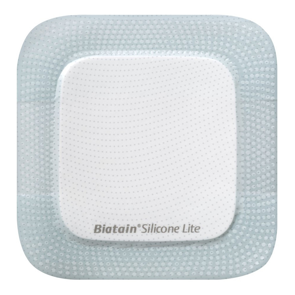 Medicazione biatain in schiuma di poliuretano con bordo adesivo in silicone lite 7,5x7,5 cm 10 pezzi