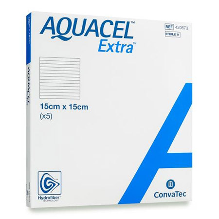Medicazione in hydrofiber sterile costituita fibre idrocolloidi di carbossimetilcellulosa sodica pura aquacel extra 15x15 5 pezzi