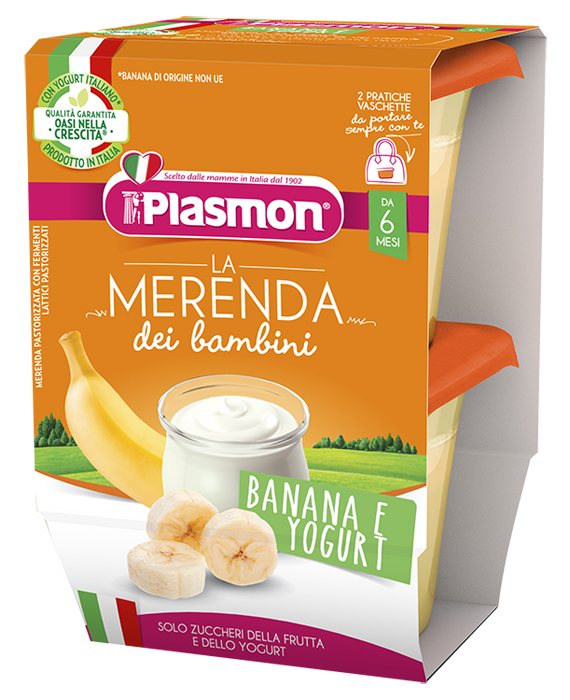 Plasmon la merenda dei bambini sapori di natura banana yogurt asettico 2 x 120 g