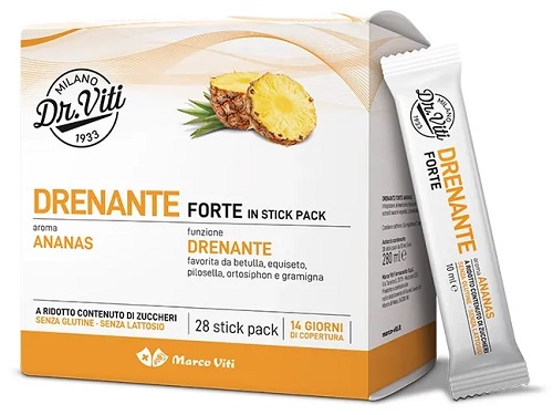Marco Viti Drenante Forte Integratore Drenante e Antiossidante gusto Ananas 28 stick