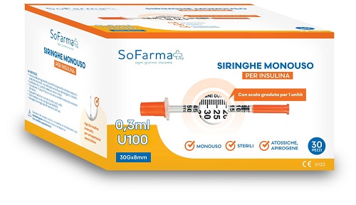 Siringa per insulina 0,3 ml 30 pezzi sofarmapiu'