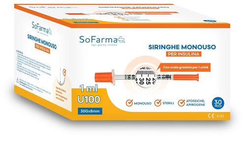Siringa per insulina 1 ml 30 pezzi sofarmapiu'