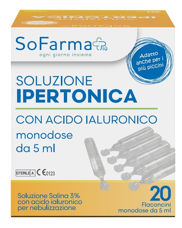 Soluzione ipertonica 3% acido ialuronico 20 flaconi 5 ml sofarmapiu'