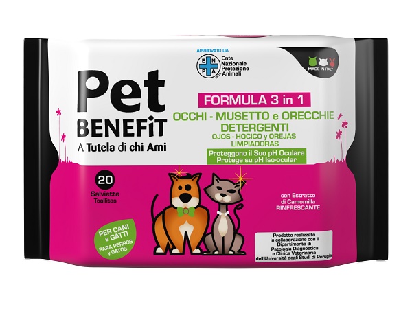 Pet benefit salviette occhi musetto orecchie 20 pezzi