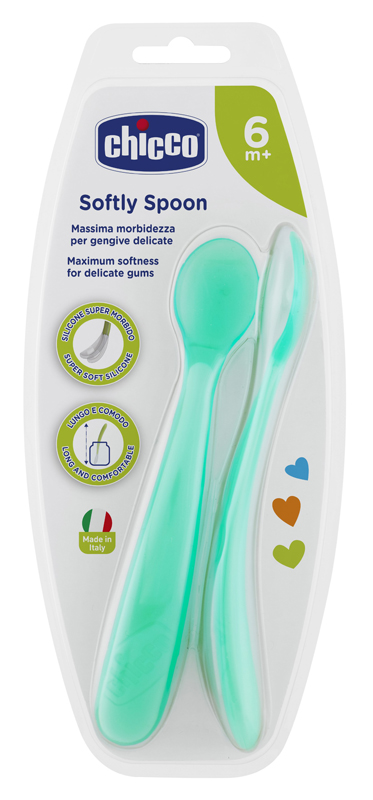 Chicco Duplo Cuchara Silicona Azul
