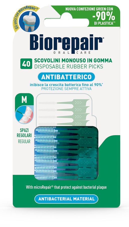 Biorepair Soft Pick Regular Scovolini Antibatterici In Gomma 40 Pezzi