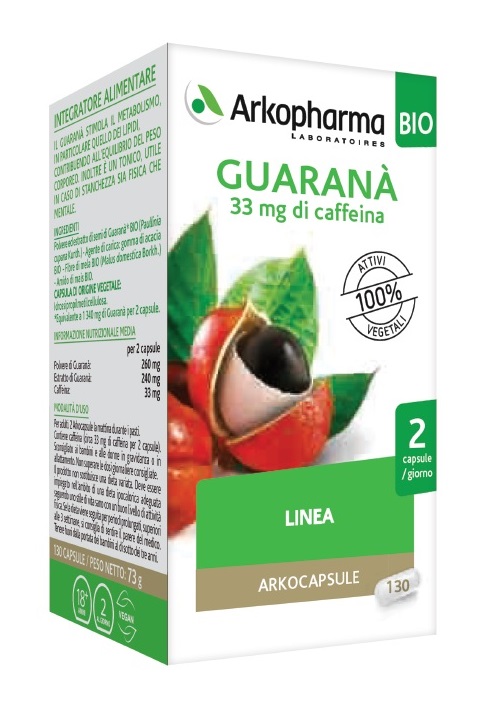 Arko capsule guarana' bio 130 capsule