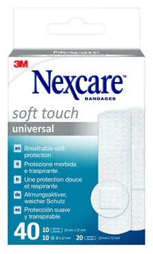 Cerotto preparato 3m nexcare soft n0540as assortiti 3 misure 20 cerotti 19x72mm + 10 cerotti 25x72mm + 10 cerotti tondi 22,5mm