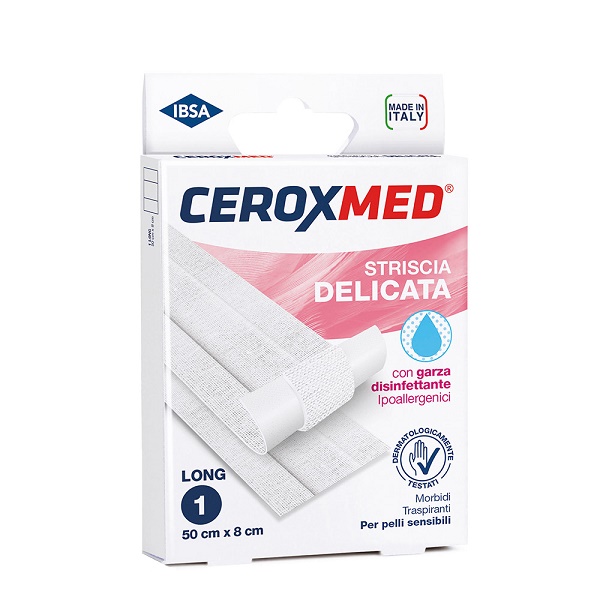 Striscia Delicata Ceroxmed Con Garza Disinfettante Ipoallergenica Per Pelli Sensibili 50 X8 Cm 1 Pezzo