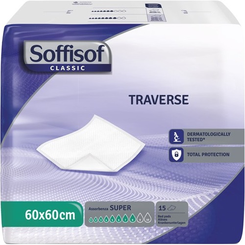 Traversa per incontinenza soffisof classic 8 gocce 60 x 60 15 pezzi