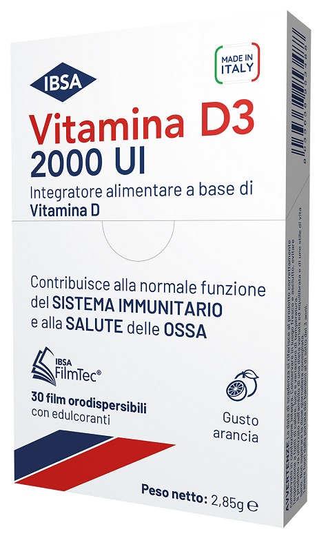 Ibsa Vitamina D3 2000 UI Integratore di Vitamina D3 30 Film Orodispersibili
