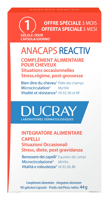 Ducray Anacaps Reactiv Integratore per Caduta dei Capelli 90 capsule