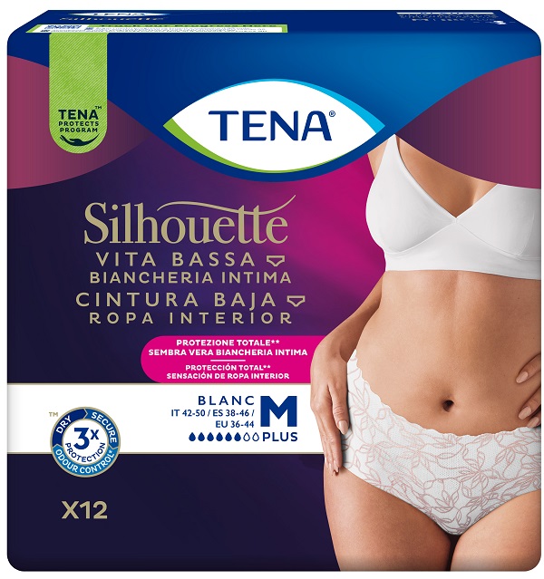 Tena Silhouette Plus White Medium per Perdite Urinarie 12 Pezzi