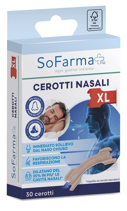 Cerotto nasale extra extra large 6,7 x2cm sofarmapiu' 30 pezzi