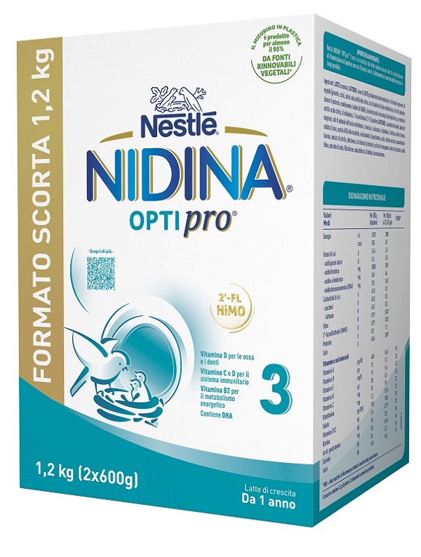 Nidina optipro 3 polvere 2 pezzi da 600 g