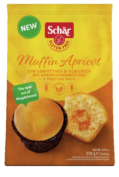 Schar Muffin Apricot Merendine Confettura Albicocca Senza Glutine Confezione 5 Pezzi
