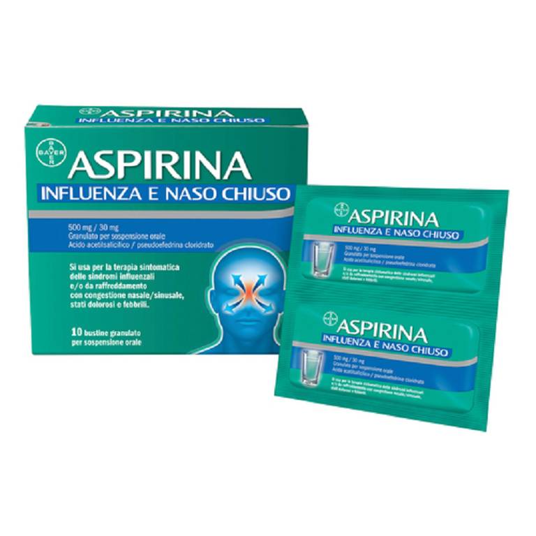 Aspirina influenza e naso chiuso 500 mg / 30 mg granulato per sospensione orale