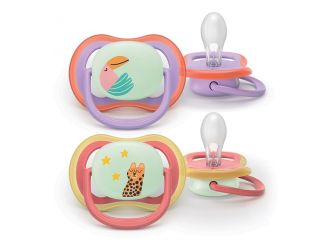 Philips avent succhietti air notte +18m con animali leopardo pappagallo 2 pezzi
