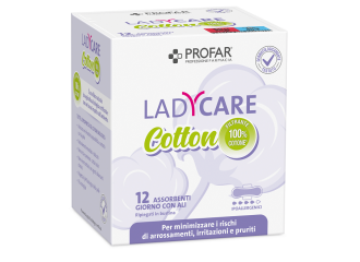 Ladycare assorbenti cotton ipoallergenici giorno con ali 12 pezzi profar