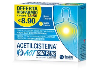 Acetilcisteina act 600 plus 12 bustine effervescenti agrumi