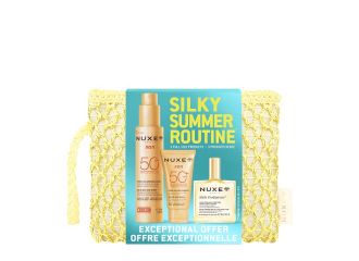 Nuxe silky summer routine 2026 1 crema viso spf50+ 50 ml + 1 spray viso & corpo spf50 150 ml +1 huile prodigieuse seche multi-functions 50 ml