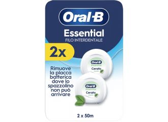Oral-b essential filo interdentale cerato menta 2 pezzi da 50 m