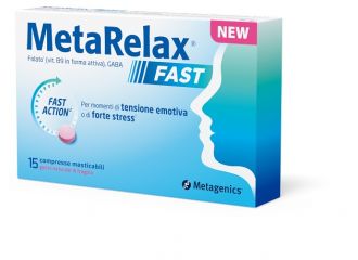 Metarelax fast 15 compresse masticabili gusto naturale di fragola senza glutine senza lattosio con edulcoranti