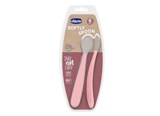 Chicco cucchiaio in silicone doppio rosa 6m+
