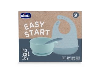 Chicco easy start set pappa silicone azzurro 6m+