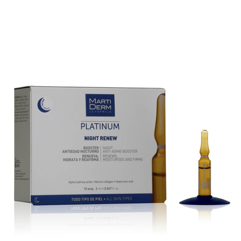 Martiderm Platinum Night Renew 10 Fiale Antietà Rassodante Viso Collo e Decolté